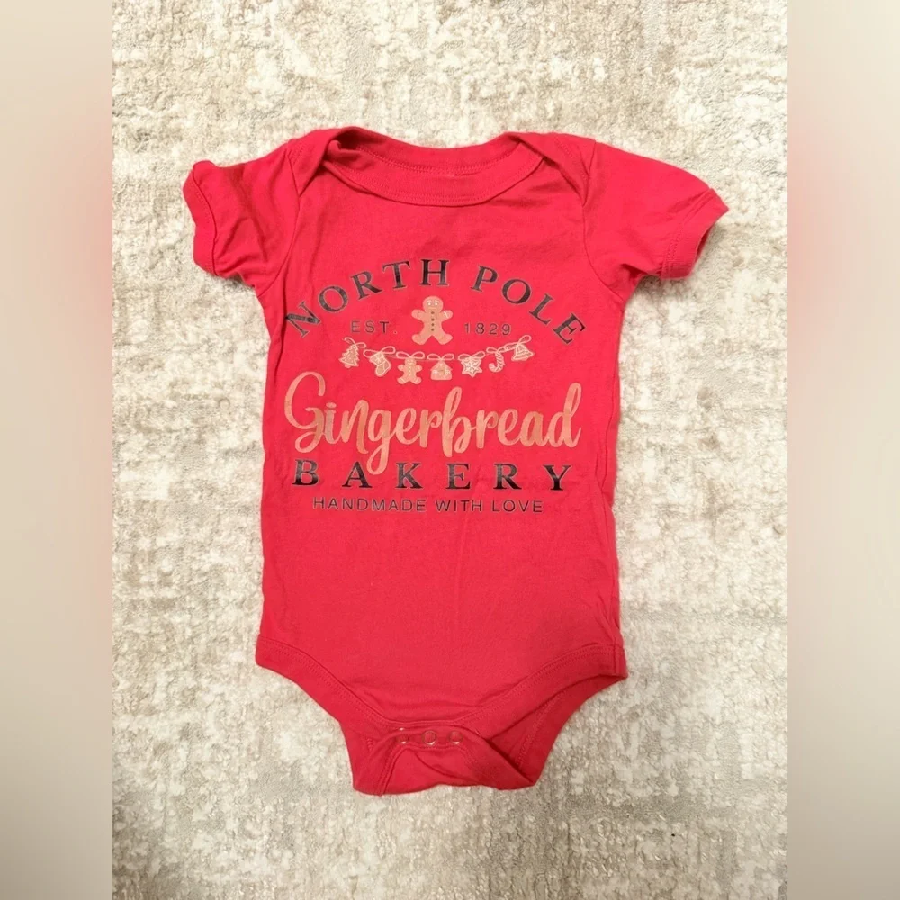 Bella Canvas Red North Pole Kids Bodysuit size 12-18M-NWOT